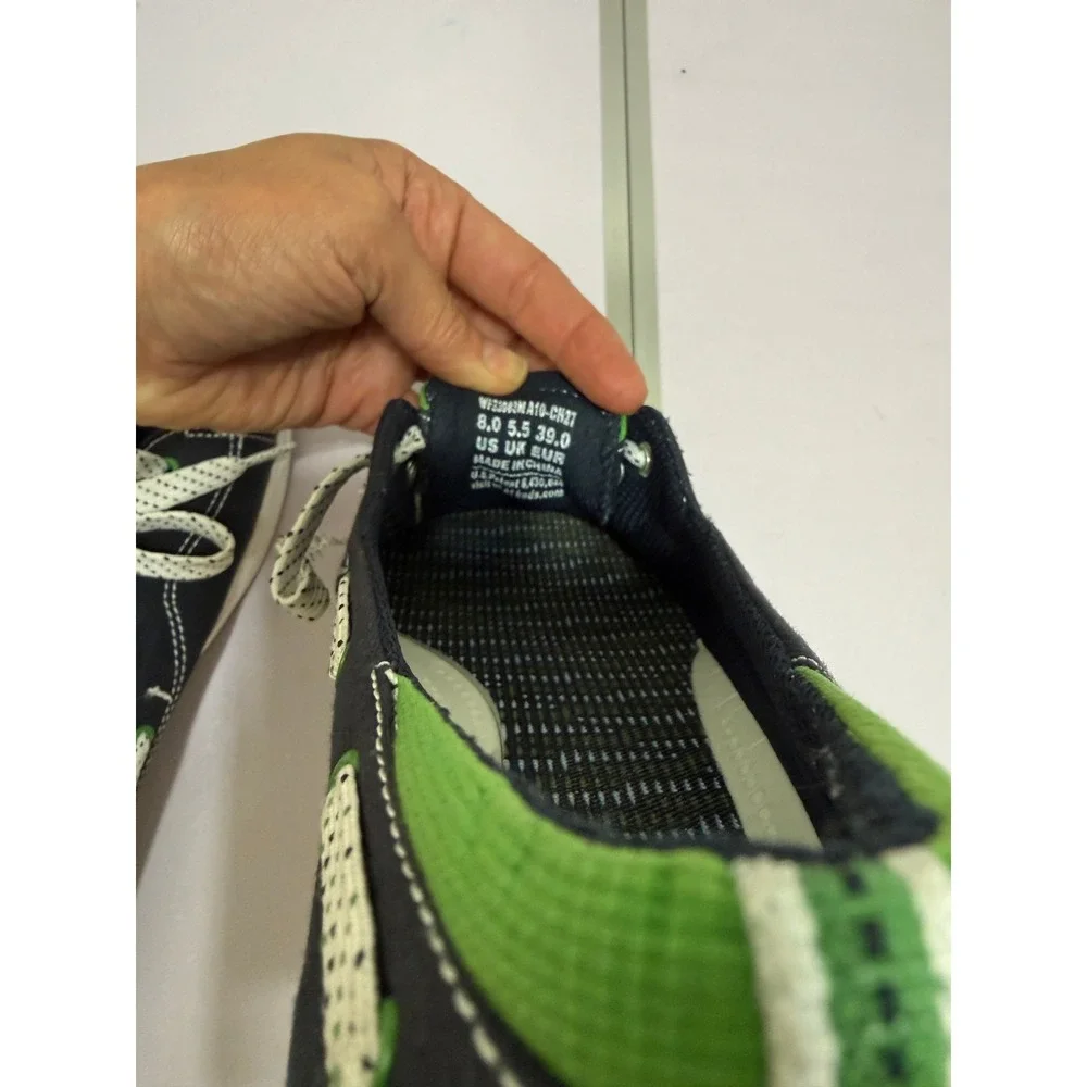 Keds Womens‎ Size 8 Boat Shoes Navy Green Lace Up Canvas Sneakers